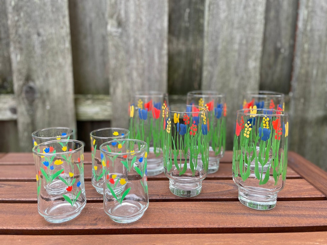 Libbey Glass Set of Primary Color Drinking Glasses Vintage Etsy