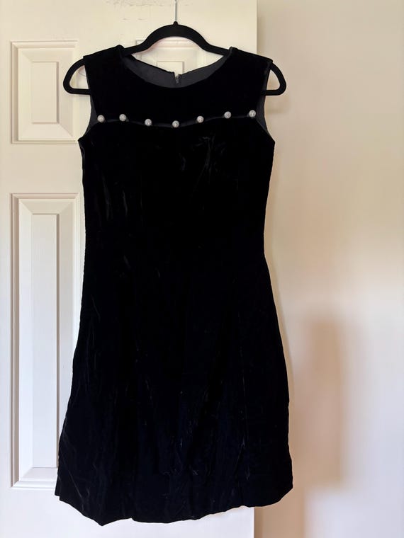 Vintage Dress Black Velvet Shift Dress by Sears Fashions