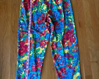 Vintage Flower Power Pants Petal Pushers Bright Multi Colored - Etsy
