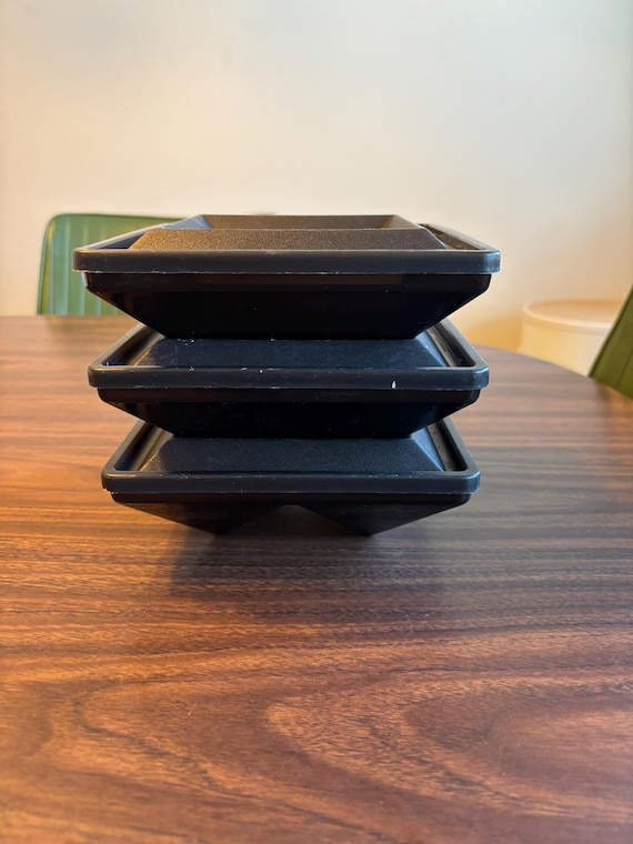 Vintage Black Tupperware Containers 1388-2 1388-8 Set of Three