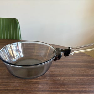 Marmite vintage Pyrex Flame Ware J-11 888-B des années 1940 en verre transparent