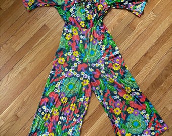 Vintage Nylon Flower Power Jumpsuit