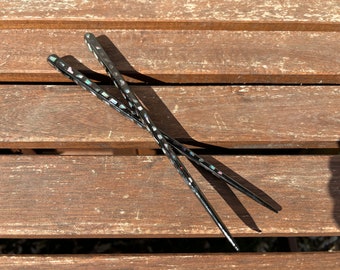 Black Chopsticks With Beautiful Mother of Pearl Mid Century