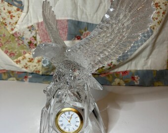 Royal Crystal Rock RCR BY Oneida Eagle Mantle Piece with inset clock
