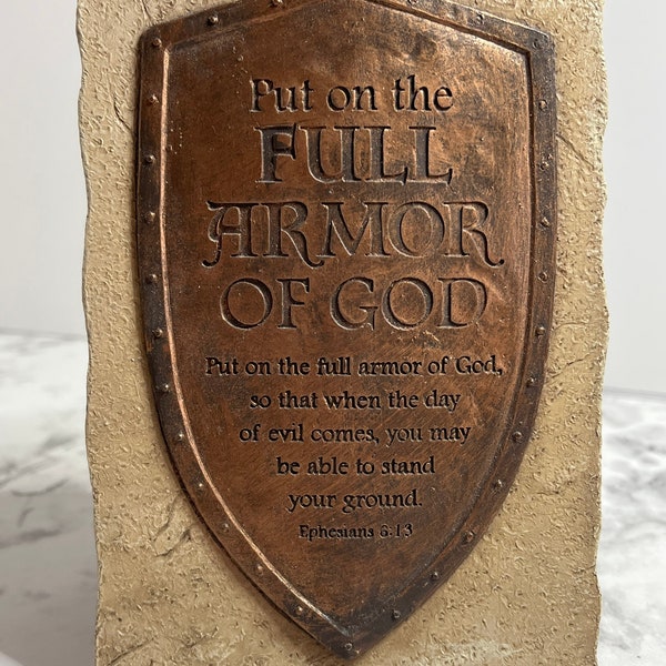 Full Armor of God Plaque Made of Stone and Copper