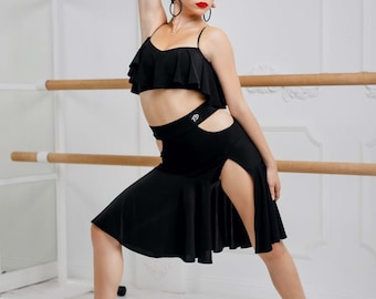 Jupe De Danse Latine Femme Taille Unique - Jupe Valse Tango Flamenco Élégante