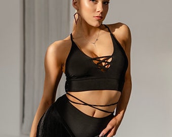Pantalones cortos de baile con flecos