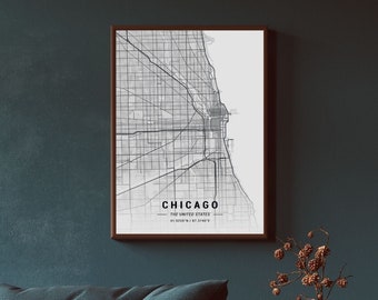 Chicago City Map Art - Etsy