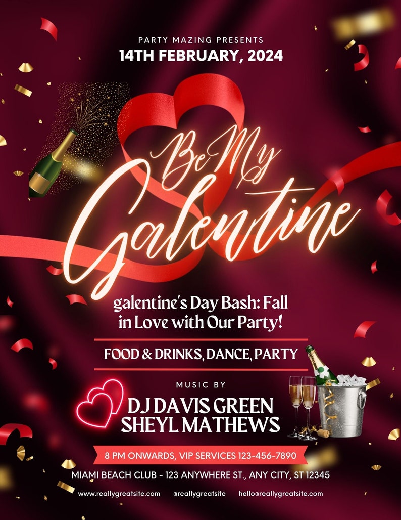 Galentines Event Flyer, Galentine's Day Flyer, Valentine's Party Flyer ...