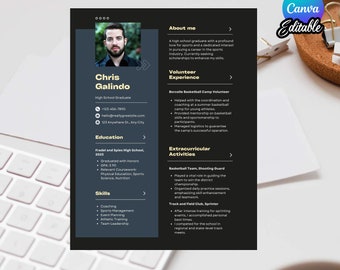 Canva Resume Template with photo cv template canva, 1 page resume, elegant resume design, best resume 2024 for any job  Resume