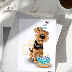 Verjaardag Airedale wenskaart, beste cadeau voor hondenliefhebbers, afdrukbaar digitaal, 5x7"