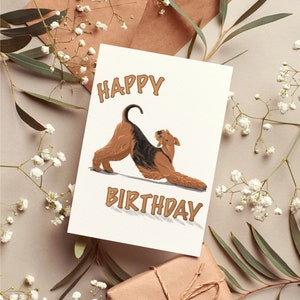 Carte d'anniversaire hilarante avec humour pour les amoureux des chiens Airedale, 5x7"