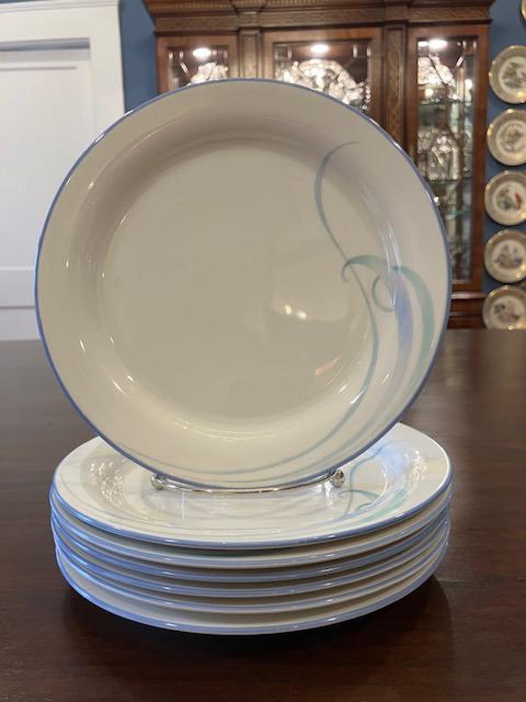 Sky Blue Brushstrokes by Lenox - Seven Vintage Chinastone Salad