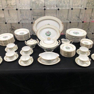 Rondo by Valmont China - 75 Pieces of Vintage Gold Rimmed China