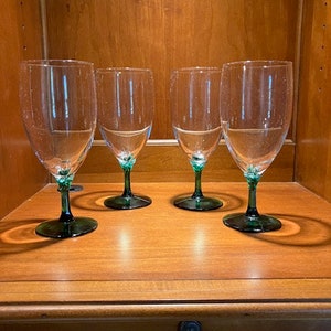Domaine Green by The Libbey Glass Company - Four Vintage Iced Tea Glasses