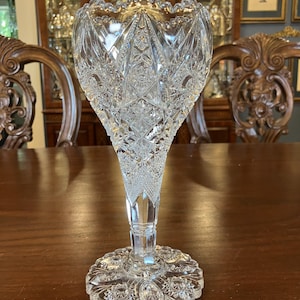 Inkeping en knop met veren van Imperial Glass-Ohio - één vintage kelkvaas