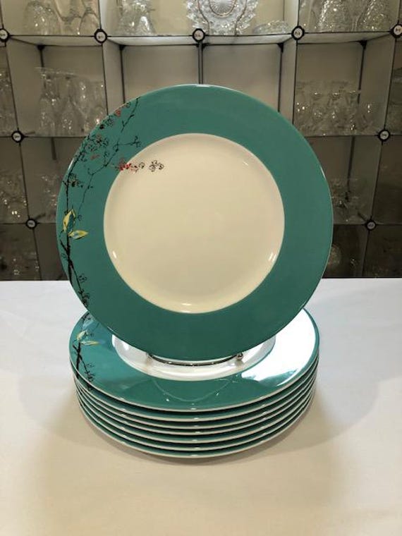 Chirp Turquoise Band by Lenox Eight Bone China Dinner Plates