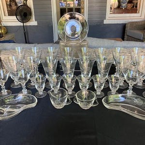 Rose by Fostoria - RARE ESTATE SET - 42 Pieces of Vintage Cut Glassware