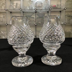 Alana by Waterford Crystal - A Pair of Hurricane Lamps & Globes