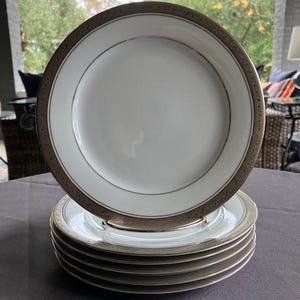 Crestwood Platinum von Noritake Legendary - Sechs Vintage Salatteller