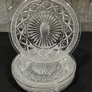 Cape Cod Clear van Imperial Glass Ohio - Zes vintage geslepen glazen saladeborden