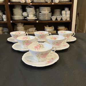 Tirschenreuth TIR 715 by Tirschenreuth Bavaria - Six Vintage Cup & Saucer Sets