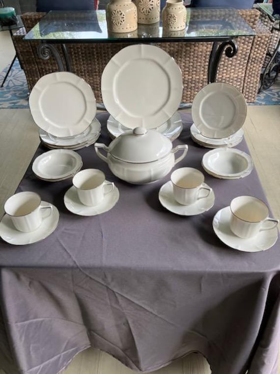 Imperial Platinum by Noritake - 26pc Starter Set of Vintage Bone