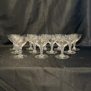 Arcadia by Seneca - Ten Vintage Cut Crystal Champagne Tall Sherbets Coupes