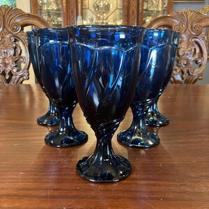 Sweet Swirl Midnight Blue by Noritake - Six Vintage Iced Tea Goblets