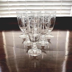 Delores by Tiffin-Franciscan - Six Vintage Cut Crystal Iced Tea Glasses