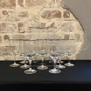 Paris by Noritake - Twelve Vintage Crystal Platinum Edge Iced Tea/Water Goblets
