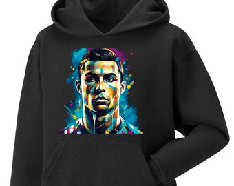 Sudadera con capucha CR7 Ronaldo para niño – Sudadera de fútbol para niños – Impresión 3D Cristiano – Sudadera con capucha de fútbol