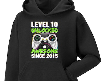 Level 10 Unlocked Hoodie - Gamer Birthday Gift 2015 - Kids & Teens Tops