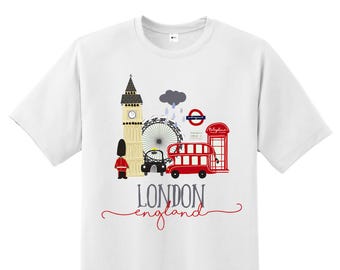 Camiseta de recuerdo de Londres, Inglaterra: algodón de calidad - Regalo de viaje