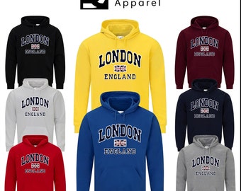 LONDRES INGLATERRA Sudadera con capucha con estampado de la bandera de Union Jack, regalo de recuerdo cultural, sudadera con capucha para viajes.