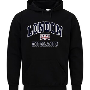 LONDON ENGLAND Union Jack Printed Flag Culture Souvenir Travel Hoodie ...