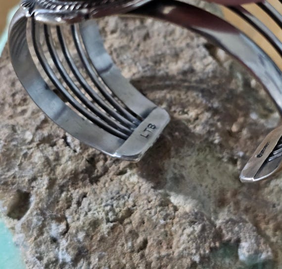 Big Malachite Statement Cuff Signed - image 3