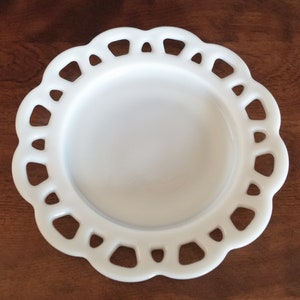 Vintage Milk Glass Lace Plate