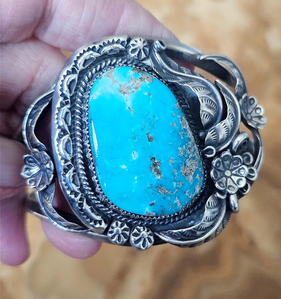 Vintage Turquoise Statement Cuff - image 1