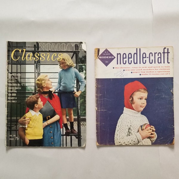 Lot of (2) Vintage Needlecraft Magazines (knit, embroidery, sewing)