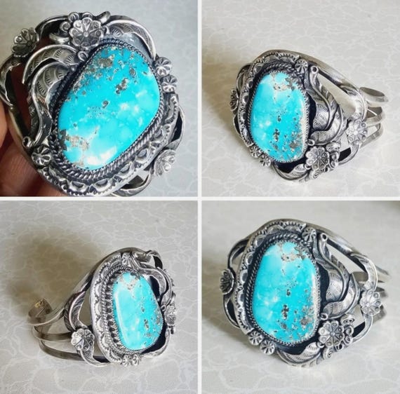 Vintage Turquoise Statement Cuff - image 5