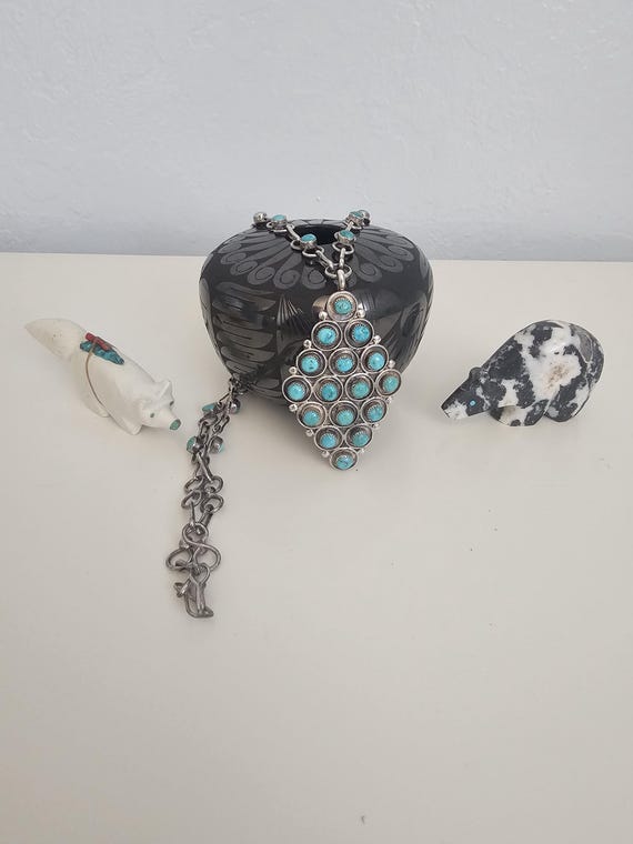 Ben Duboise Vintage Native American Navajo Turquoise Squares Sterling Silver Bracelet Ben Duboise Vintage Native American Navajo Turquoise Squares Sterling Silver Bracelet