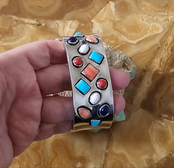 Shakey Shadowbox Multi Stone Statement Cuff  Size… - image 1