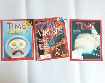 Lot of (3) Vintage Time Magazines - "Cholesterol and Now the Bad News...",  "Viruses", "Space Shuttle Challenger"