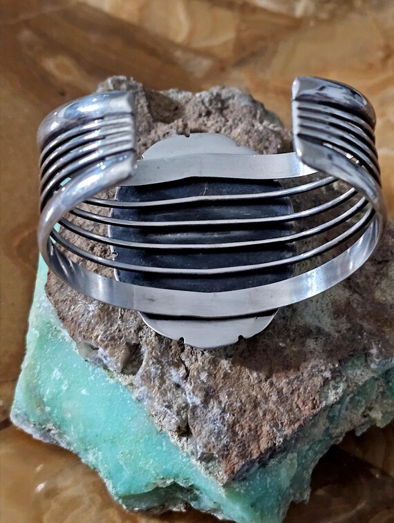 Big Malachite Statement Cuff Signed - image 2