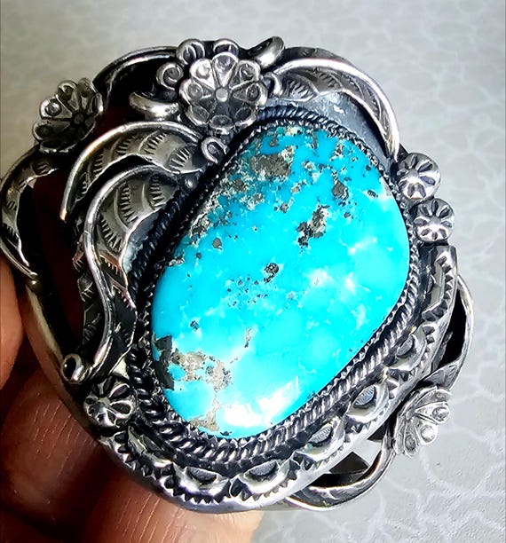 Vintage Turquoise Statement Cuff - image 2