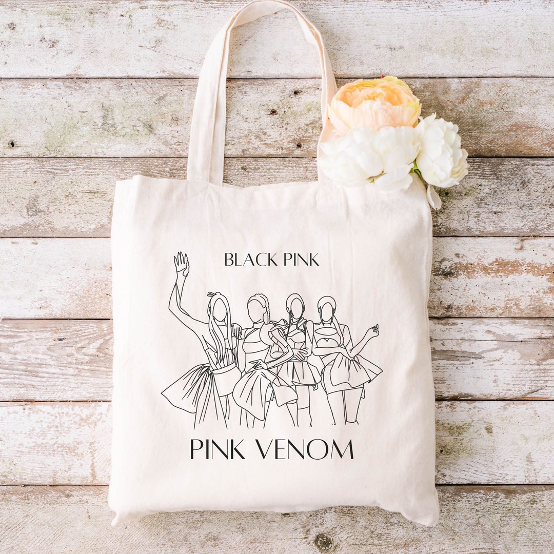 Black Pink Tote Bag Pink Venom Original Line Art Black Pink Kpop Fan