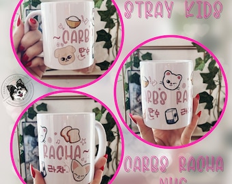 Stray Kids Carbs Racha mug, skz, Stray kids mug, SKZ mug, SKZ cup, Seungmin, Jeongin, Hyunjin, Stray Kids Merch, Kpop Mug