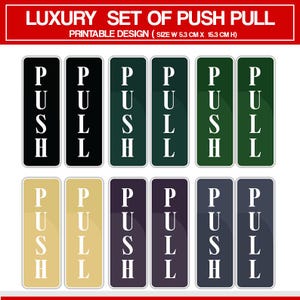 Luxury Push &amp; Pull Set of Door Signs in Vertical Shape, Sets of 5 Push-pull Designs in Different ...