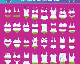 Bikini Canva Frame template, Variety elements of bikini canva frame  design , Instant download.